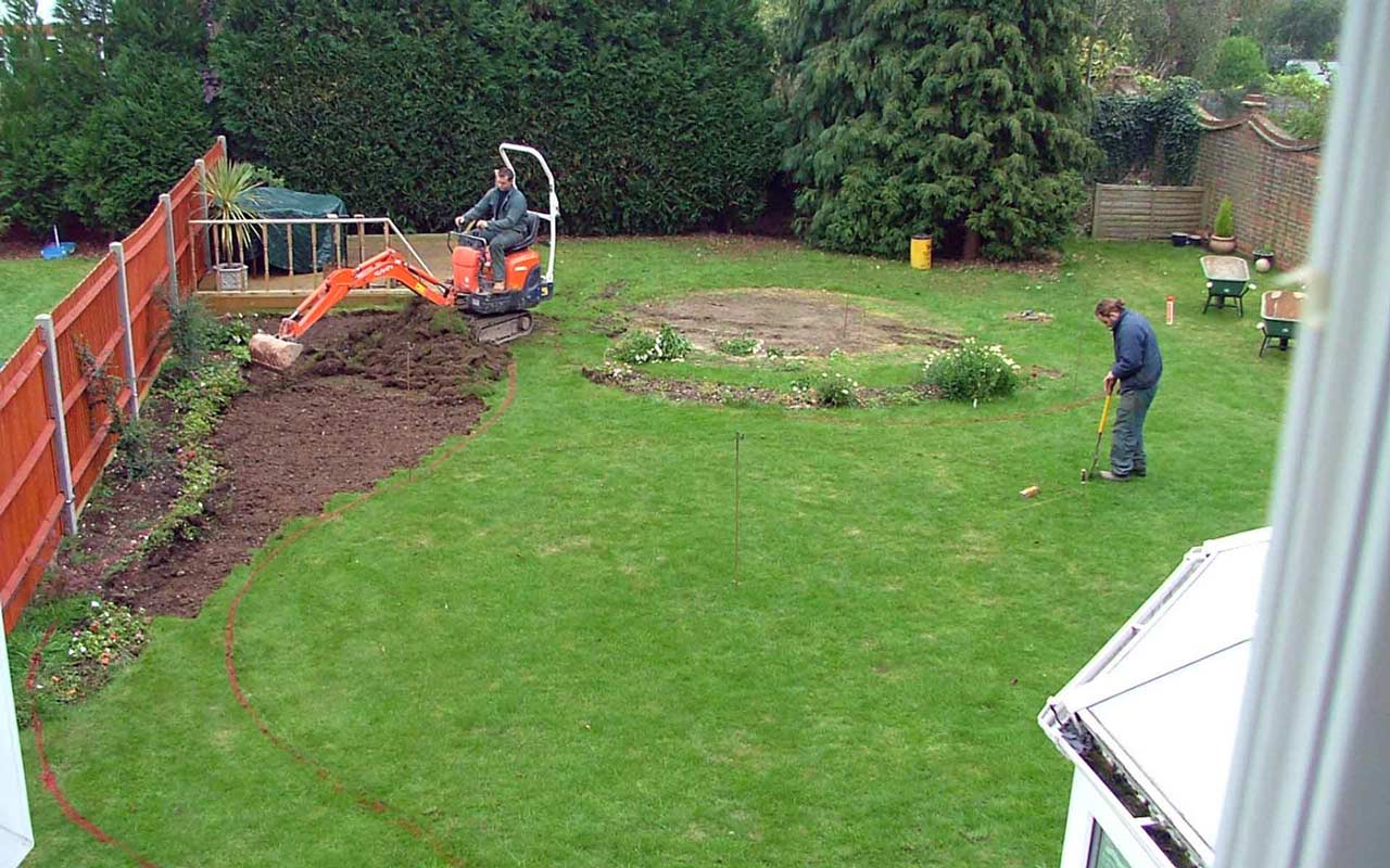 First preparation of landscaping a garden